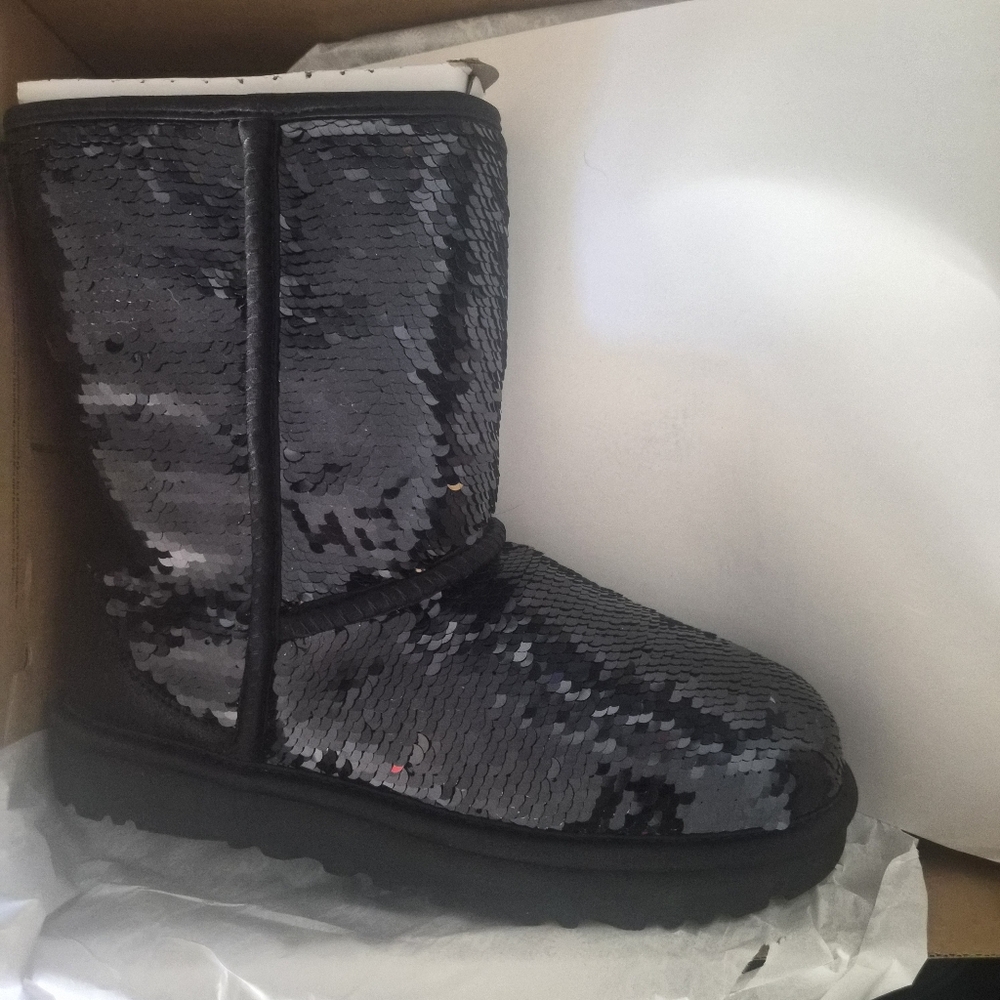 Ugg Black Sequin Classic Short Boots
